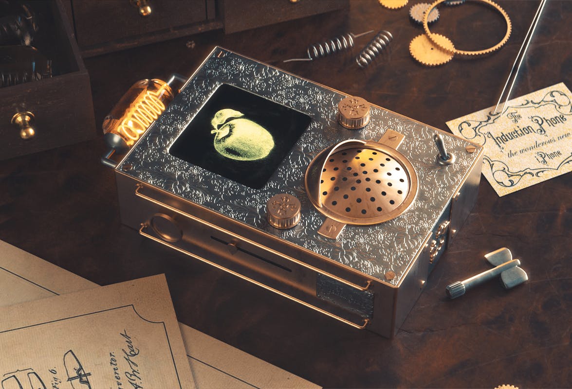 3d render of a steampunk iPhone