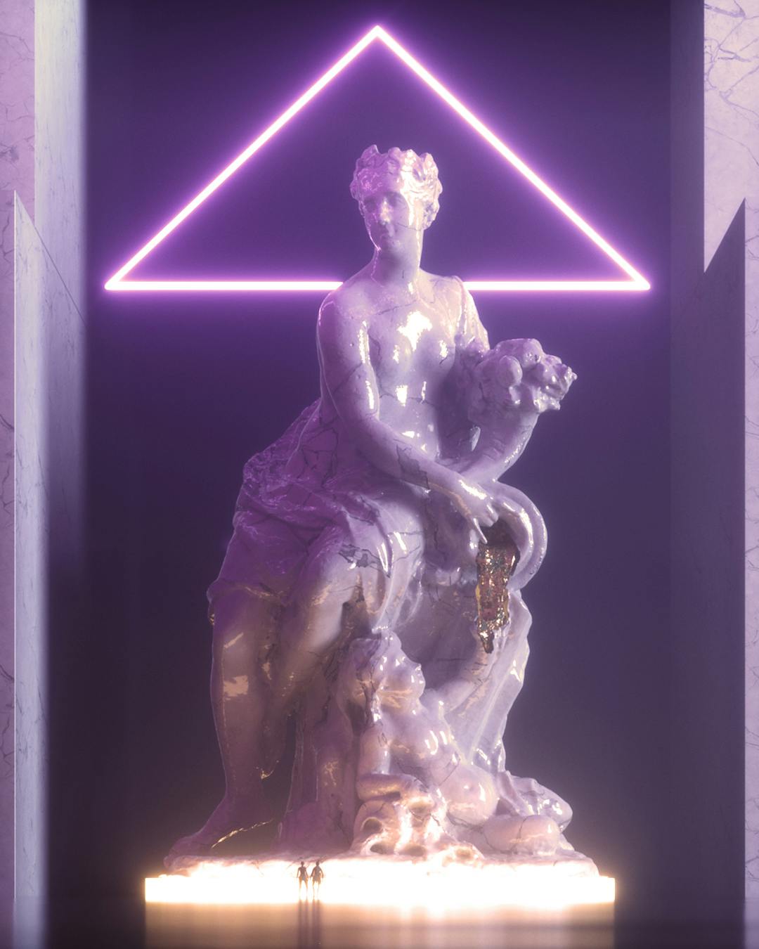 3d render of a giant statue in fictional museum