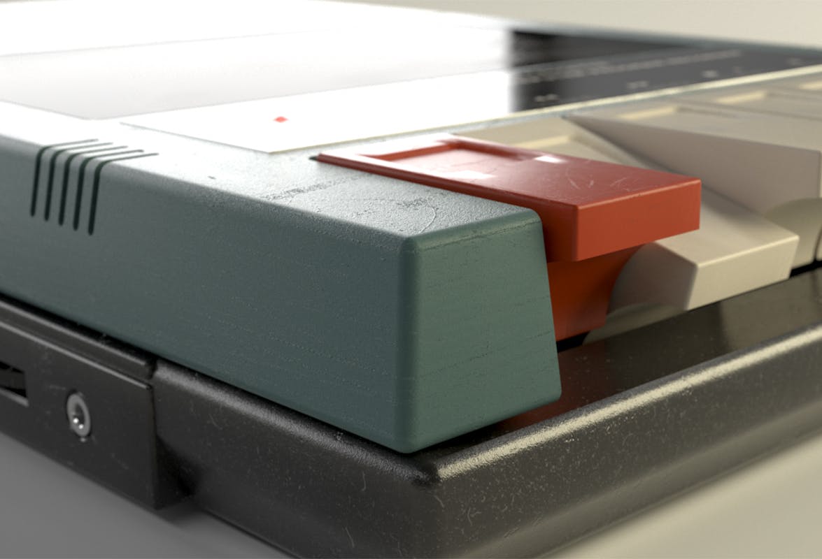 close up 3d render of a tape recorder