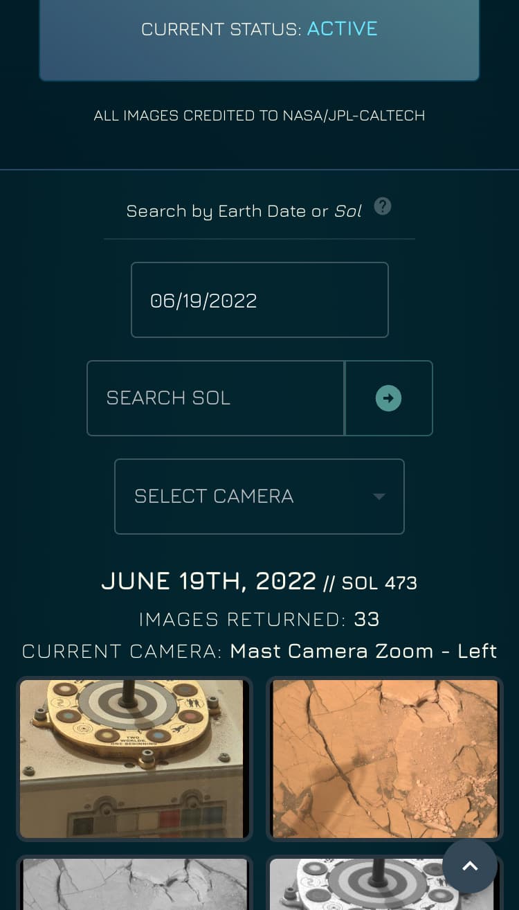 NASA.cam mobile design