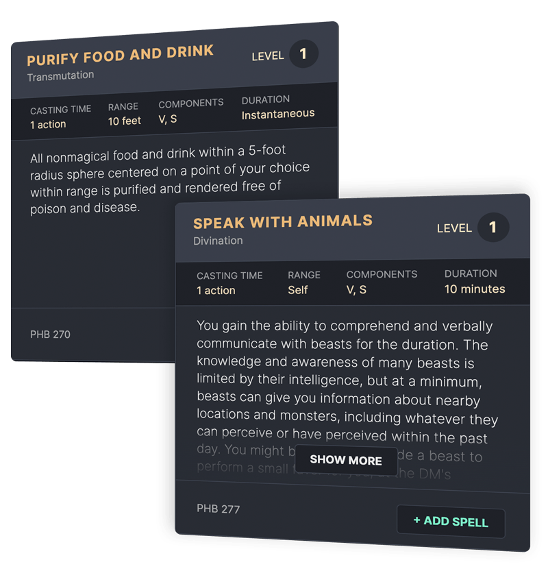 spellslots.com long and short spell comparison